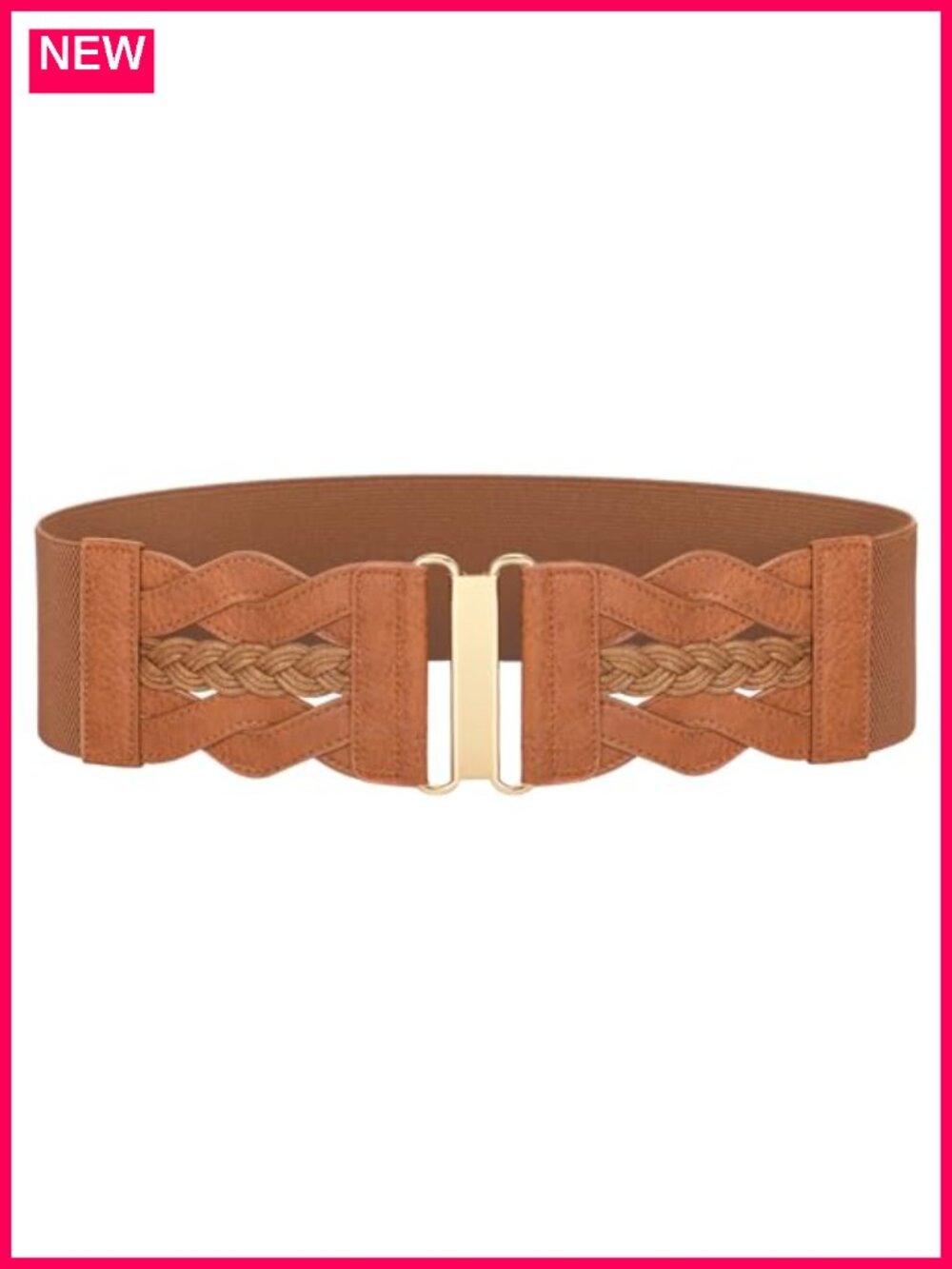Wide Elastic Waist Belt with Gold Buckle, Vintage Stretchy Belt for Dresses